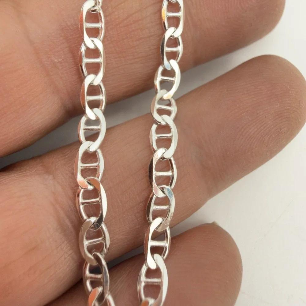 Vtg Vior Italy 925 Sterling Silver Mariner Link Chain Bracelet 8.25